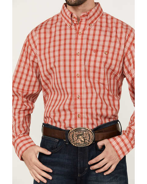 Image #3 - Wrangler Men's Classic Plaid Print Long Sleeve Button-Down Western Shirt - Big , Red, hi-res