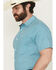 Image #2 - RANK 45® Men's Wild West Geo Print Short Sleeve Button-Down Stretch Western Shirt, Teal, hi-res