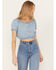 Image #2 - Cleo + Wolf Women's Off The Shoulder Peasant Top, Blue, hi-res