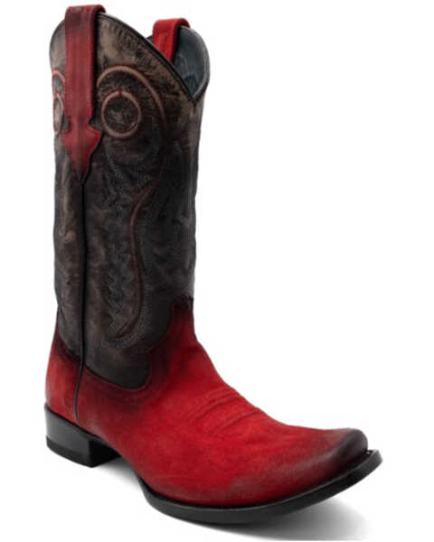 Image #1 - Ferrini Men's Roughrider Western Boots - Square Toe , Red, hi-res