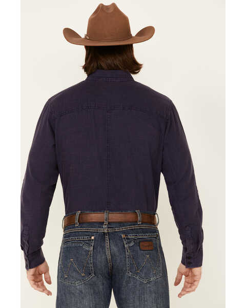 Image #4 - Wrangler Retro Premium Men's Solid Long Sleeve Button-Down Western Shirt , Blue, hi-res