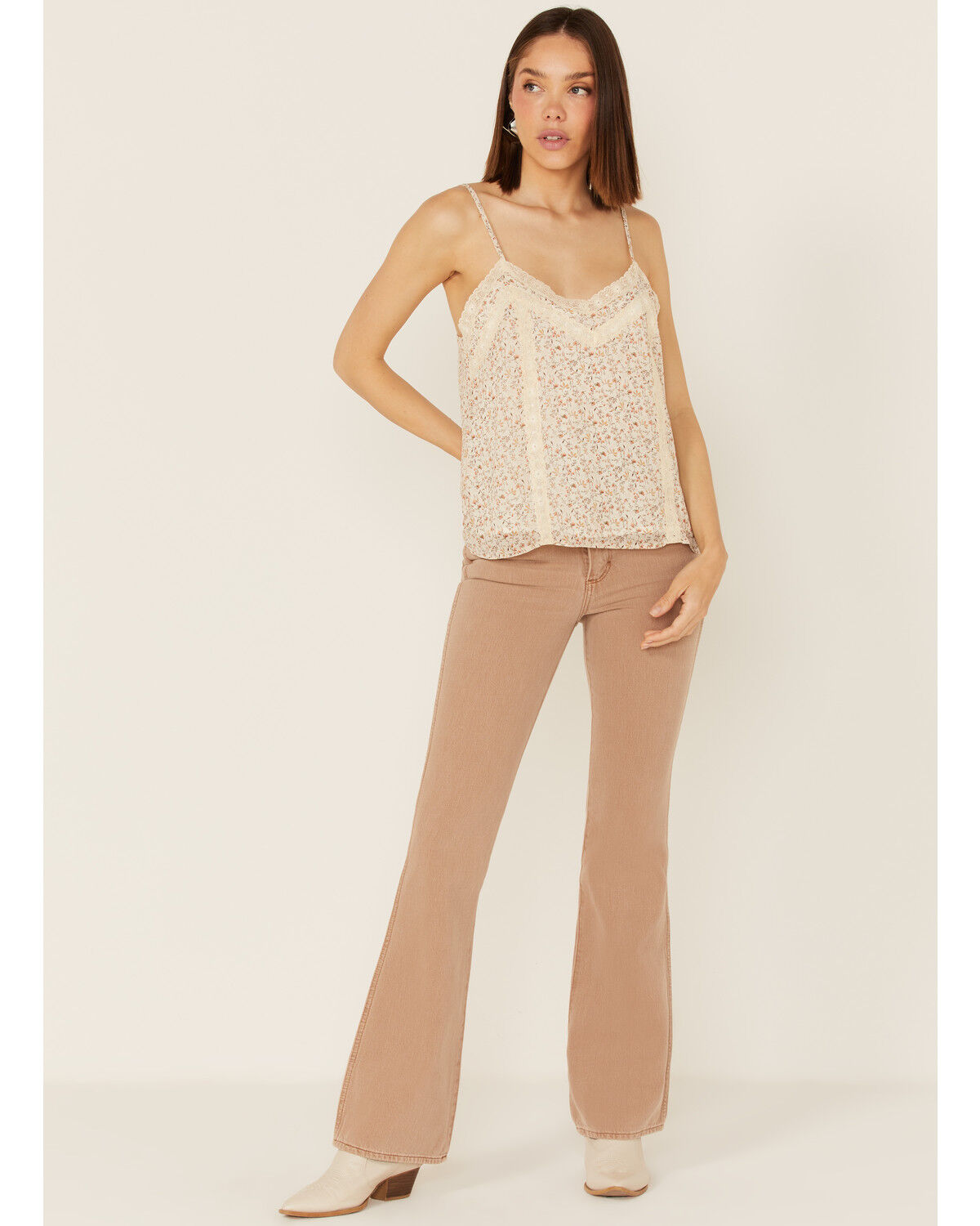 Image #2 - Miss Me Women's Ditsy Floral Lace Cami Top, Cream, hi-res