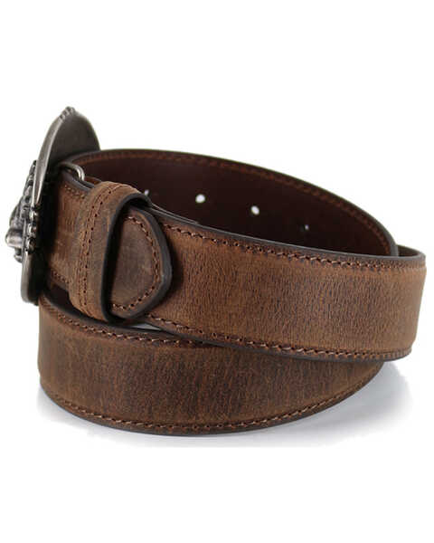 Image #4 - Cody James Men's Patriotic Eagle Leather Belt , Brown, hi-res