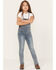 Image #1 - Hayden Girls' Medium Wash Denim Overalls, Blue, hi-res