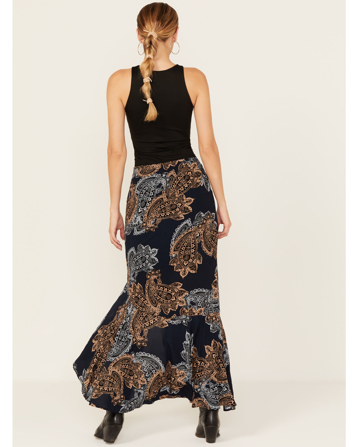 Image #3 - Shyanne Women's Printed Ruffle Slip Maxi Skirt, Indigo, hi-res