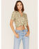 Image #1 - Sadie & Sage Women's Watchin Dreamin Tie Front Short Sleeve Shirt, Olive, hi-res