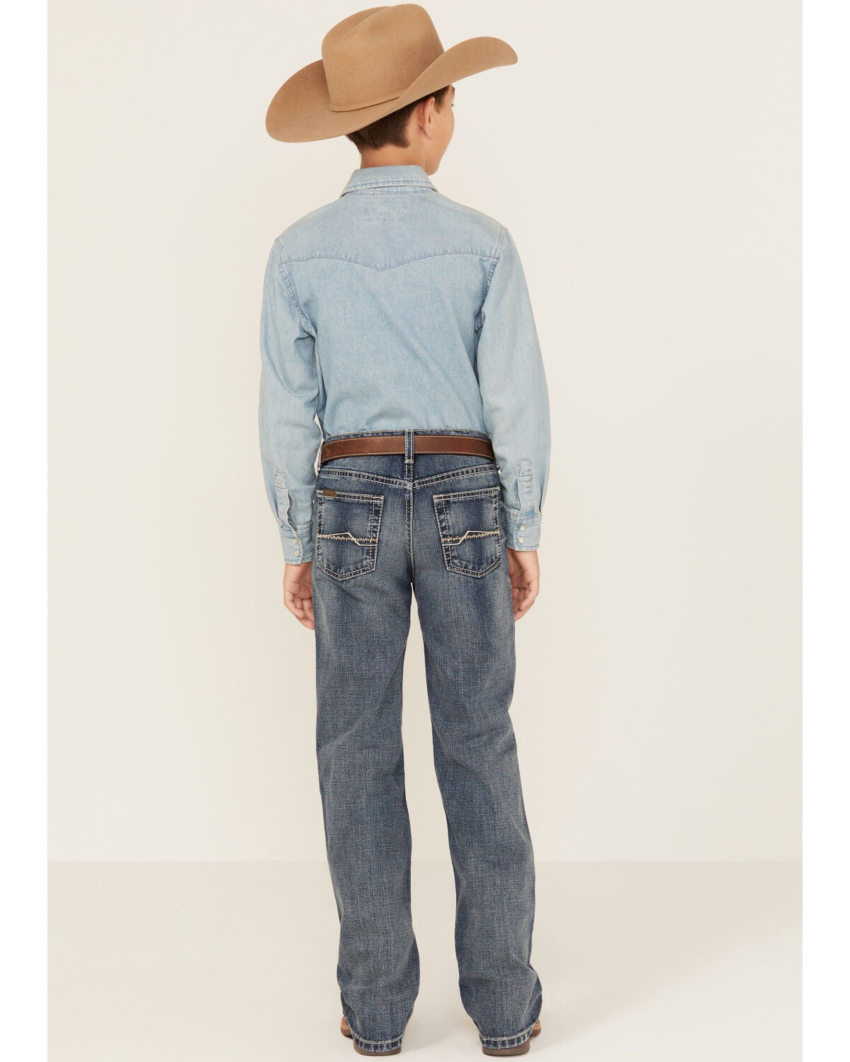 Image #3 - Ariat Boys' B4 Medium Wash Relaxed Bootcut Denim Jeans, Blue, hi-res