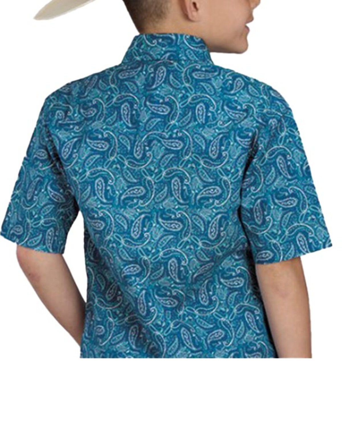 Image #2 - Roper Boys' Paisley Print Short Sleeve Snap Western Shirt, , hi-res