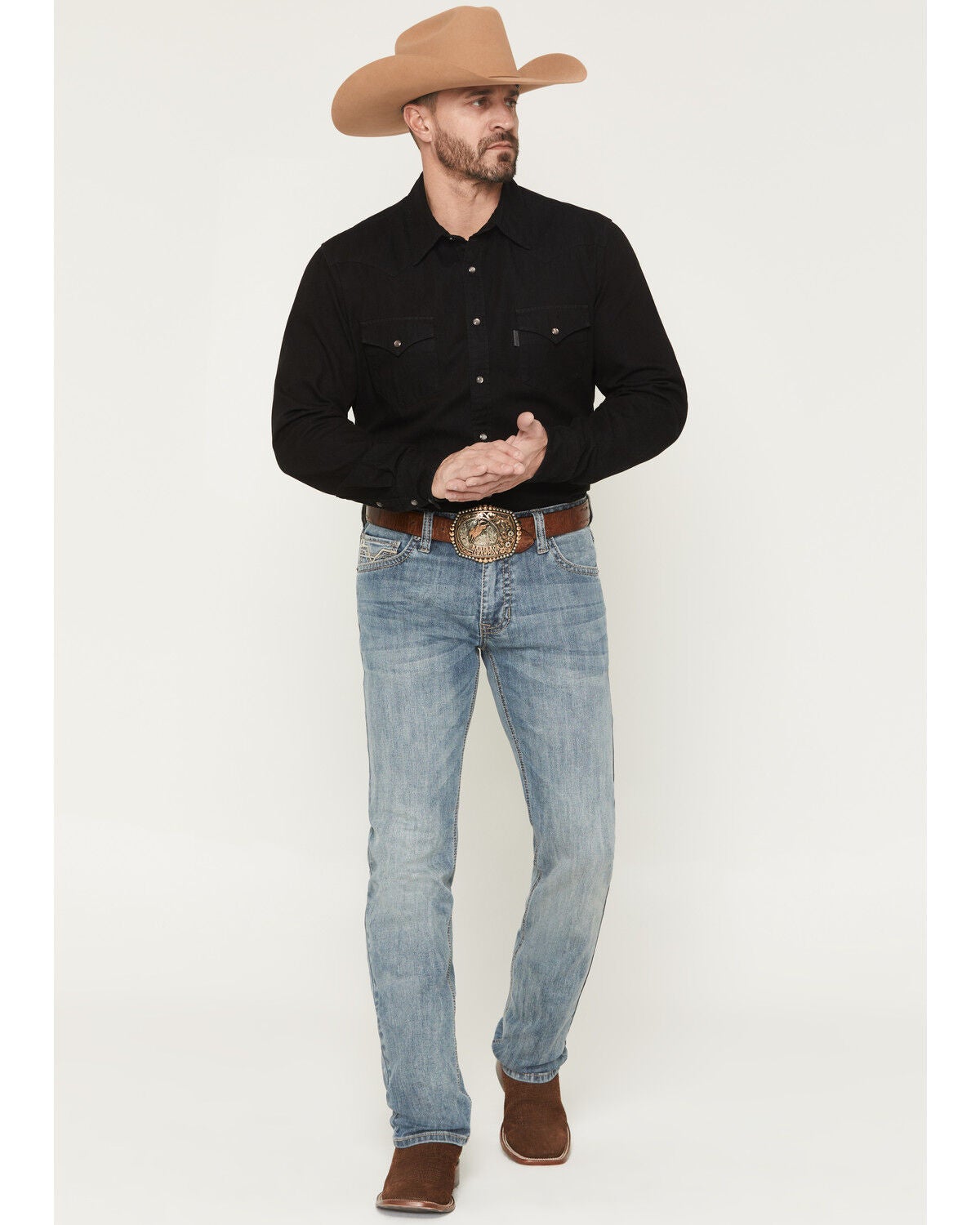 Rock & Roll Denim Men's Revolver Slim Straight Stretch Denim Jeans, Light Wash, hi-res
