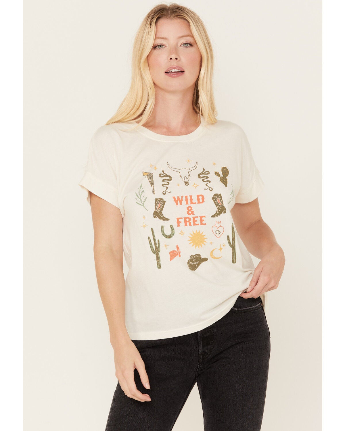 White Crow Women's Wild & Free Short Sleeve Graphic Tee, White, hi-res