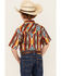 Image #4 - Rock & Roll Denim Boys' Southwestern Print Short Sleeve Snap Stretch Western Shirt, Red, hi-res