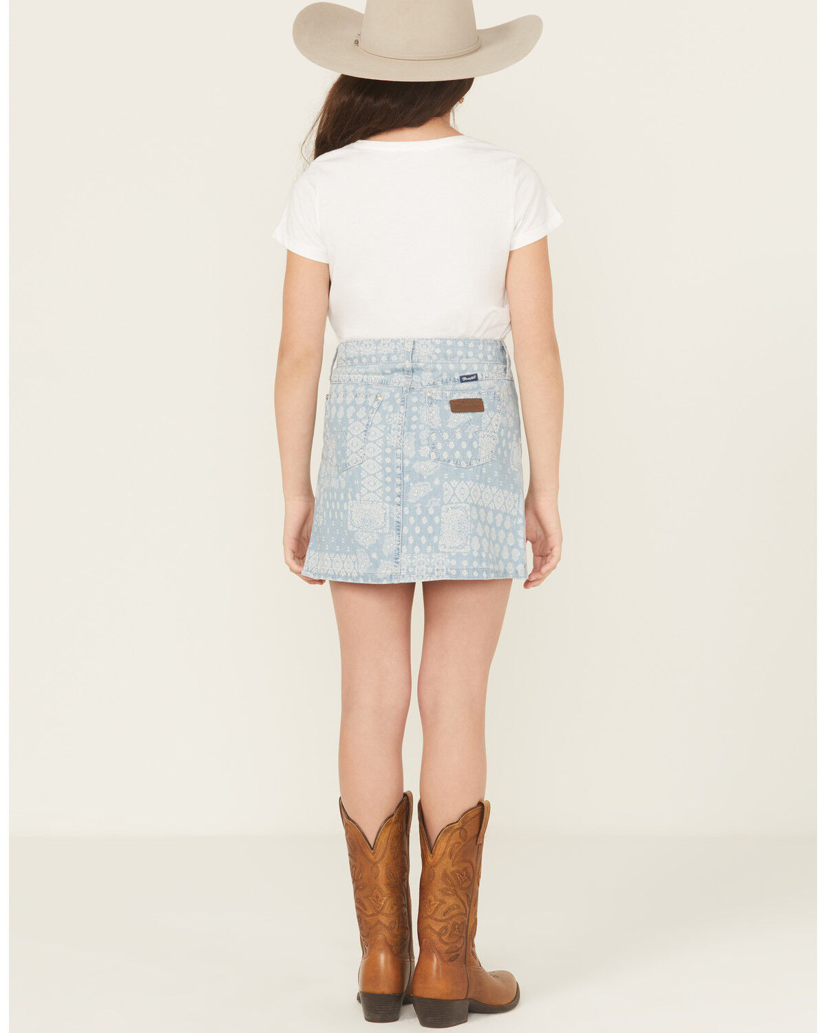 Image #3 - Wrangler Girls' Bandana Print Denim Skirt, Blue, hi-res