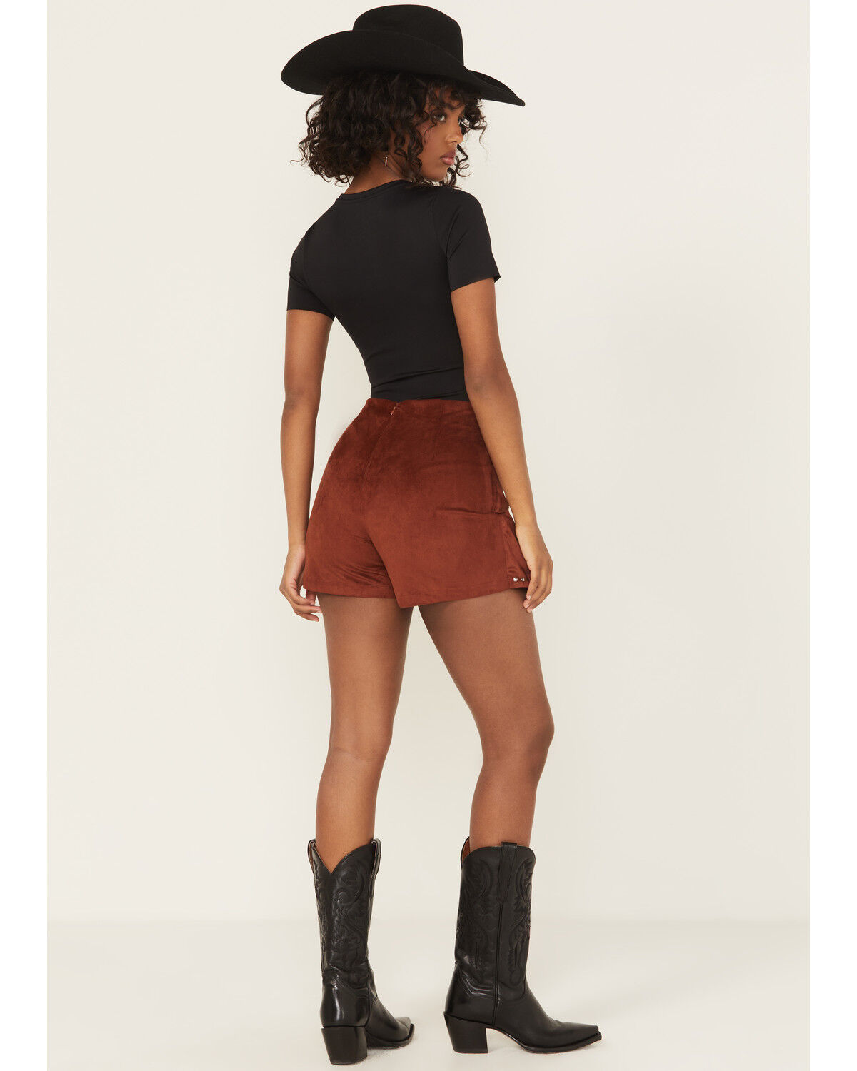 Image #3 - Rock & Roll Denim Women's Micro Faux Suede Skort, Brown, hi-res