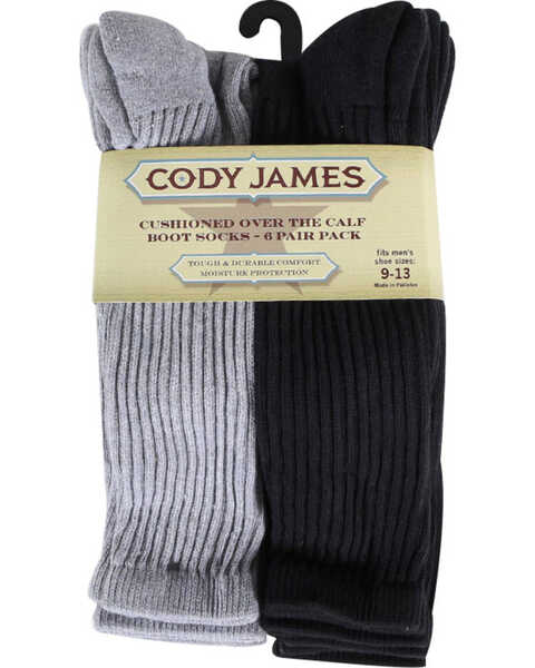 Cody James Men's Cushioned Boot Socks - 6 Pack, Multi, hi-res