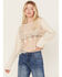 Image #1 - Wild Moss Women's Crochet Front Knit Top, Ivory, hi-res