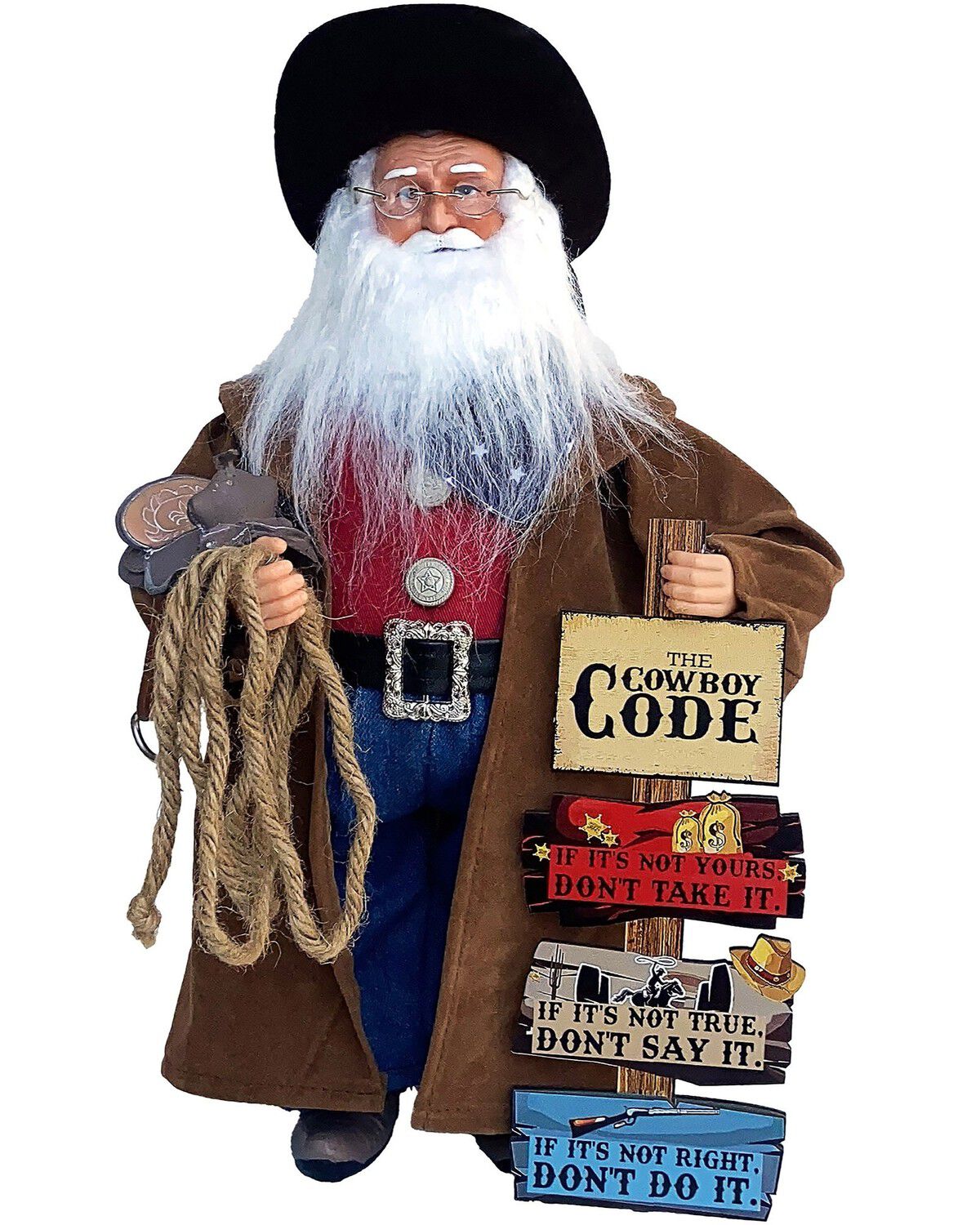 Santa's Workshop 15" The Cowboy Code Claus, Brown, hi-res