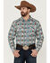 Image #1 - Cody James Men's Great Plains Southwestern Print Long Sleeve Snap Western Shirt, Turquoise, hi-res