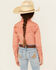 Image #4 - Shyanne Girls' Western Embroidered Fringe Long Sleeve Snap Stretch Western Shirt, Rose, hi-res