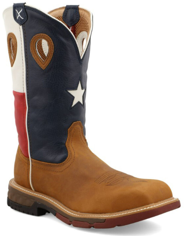 Twisted X Men's American Flag Western Work Boots - Nano Composite Toe, Lt Brown, hi-res