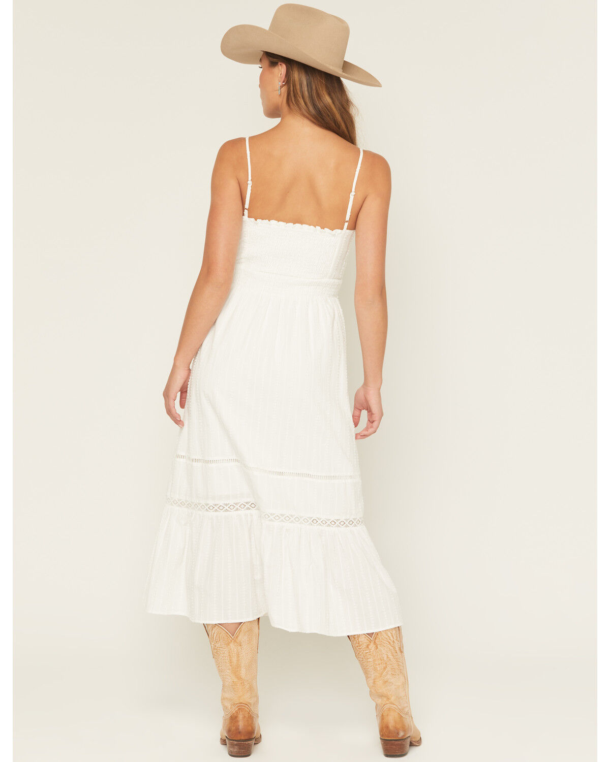 Image #4 - Miss Me Women's Sleeveless Button-Front Eyelet Trim Midi Dress, White, hi-res