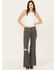 Image #1 - Wrangler Women's Heart Patch Wanderer Flare Jeans, Black, hi-res