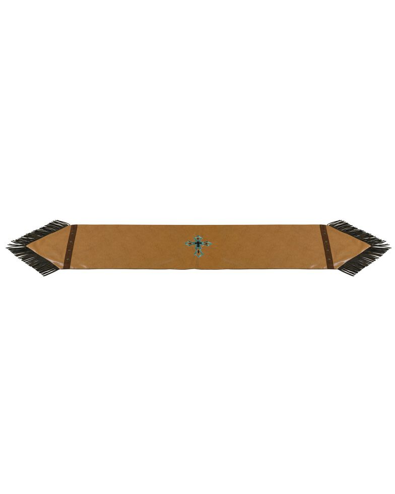 HiEnd Accents Tan Faux Leather Table Runner, Tan, hi-res
