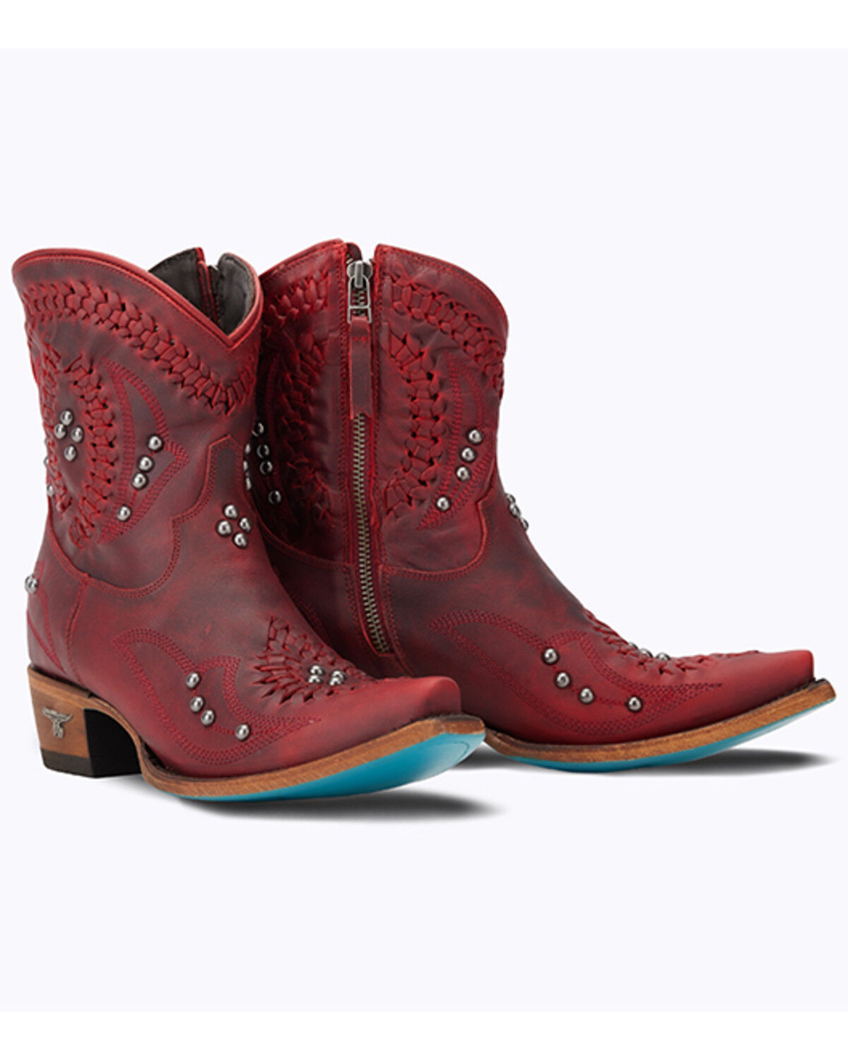 Image #1 - Lane Women's Cossette Western Booties - Snip Toe, Red, hi-res