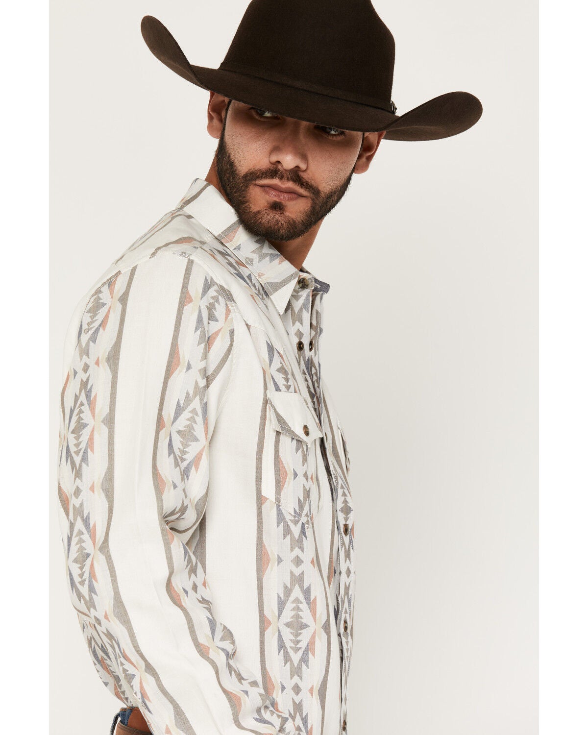 Image #2 - Cody James Men's Cowboy Boogie Southwestern Stripe Print Long Sleeve Snap Western Shirt - Big, Ivory, hi-res
