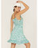 Image #3 - Molly Bracken Women's Floral Print Ruffle Trim Sleeveless Mini Dress, Blue, hi-res