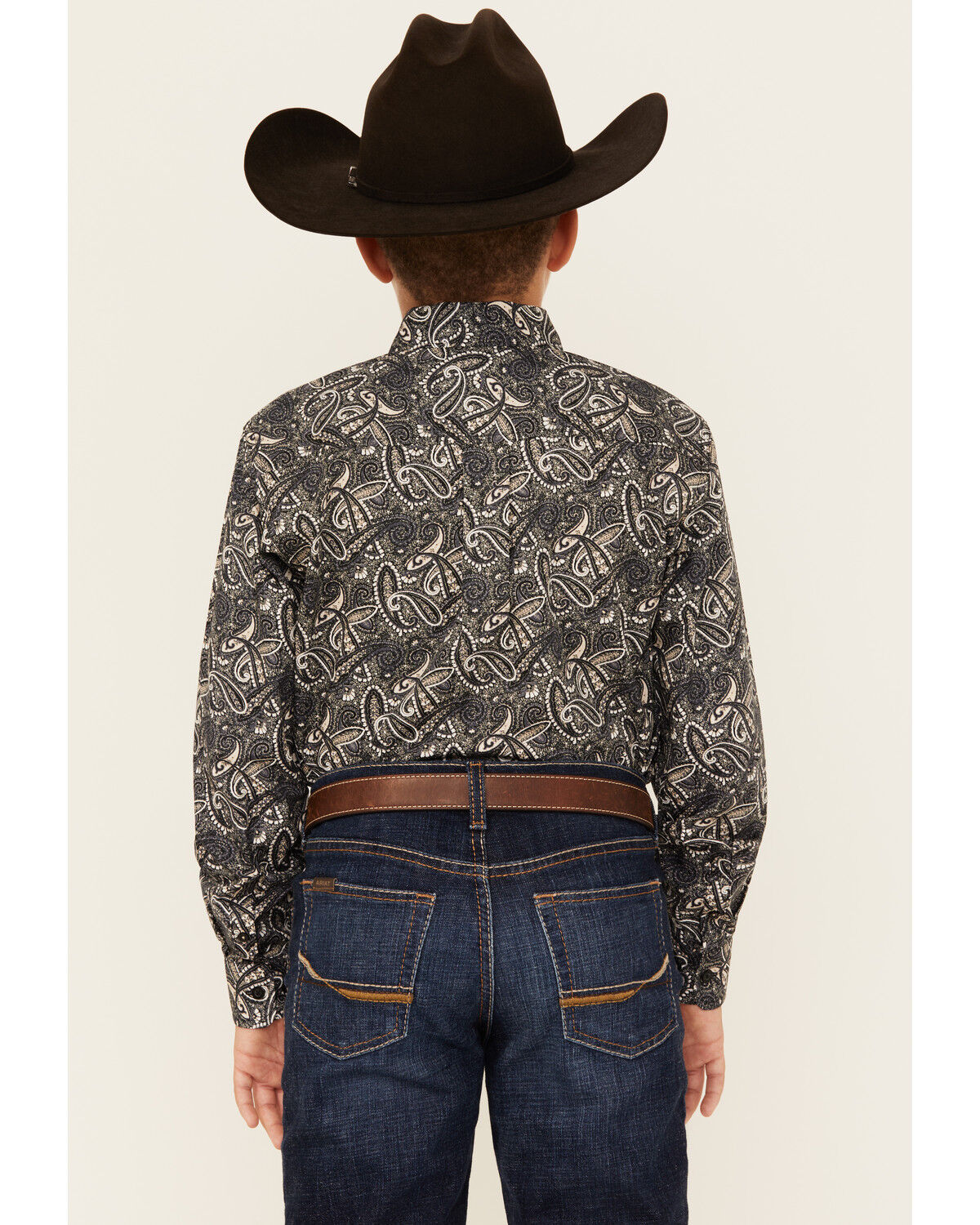 Image #4 - Cinch Boys' Paisley Print Long Sleeve Button-Down Western Shirt, Black, hi-res