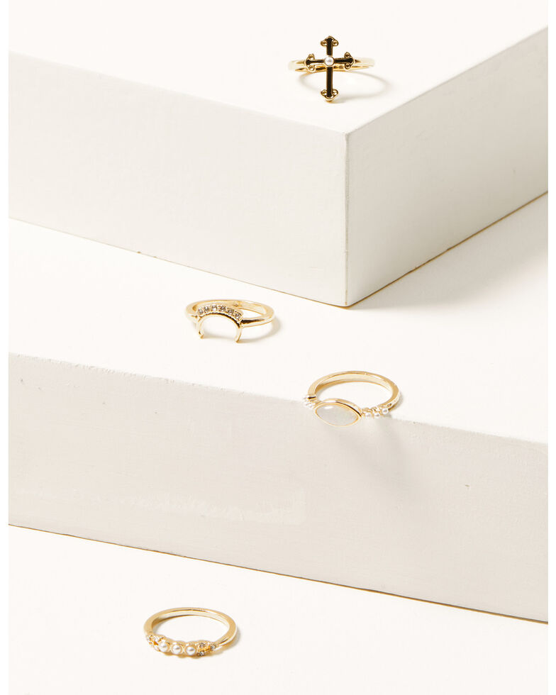 Shyanne Women's Gold Cross Boho Ring Set , Gold, hi-res