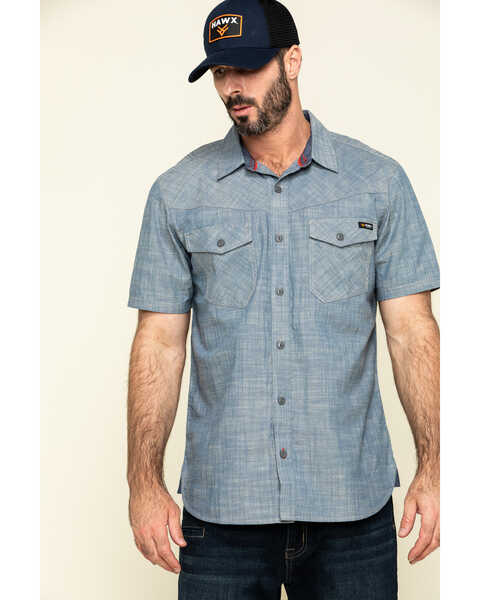 Image #1 - Hawx Men's Rancho Chambray Solid Short Sleeve Work Shirt , Blue, hi-res