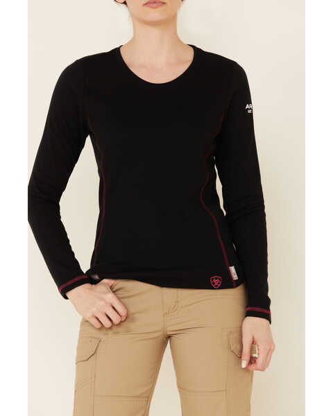 Image #3 - Ariat Women's FR Polartec Powerdry Work Shirt, Black, hi-res