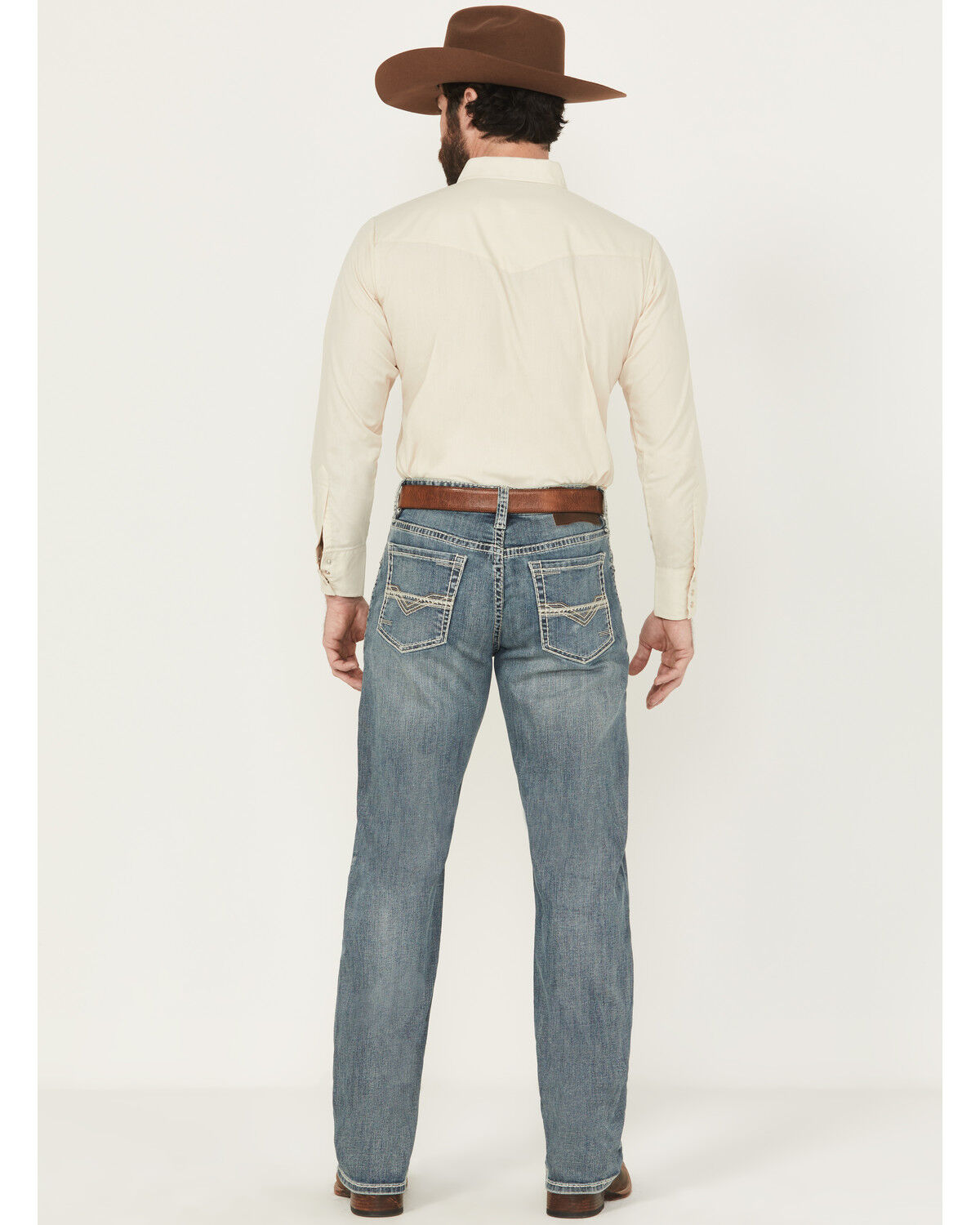 Image #3 - Rock & Roll Denim Men's Medium Wash Tapered Bootcut Stretch Denim Jeans, Medium Wash, hi-res
