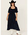 Image #2 - Wild Moss Women's Embroidered Half Sleeve Midi Dress, Navy, hi-res