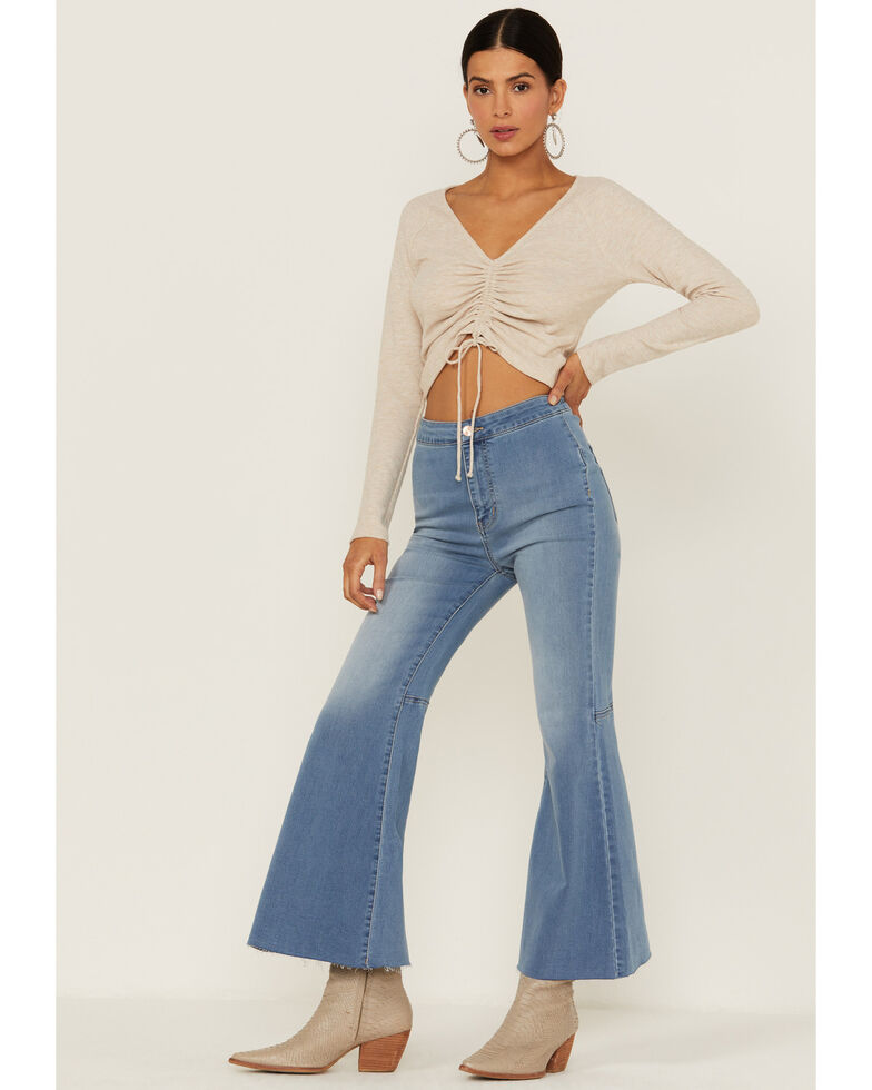 Free People Women's Youthquake High-Rise Crop Flare Jeans, Blue, hi-res