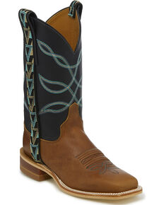 Justin Bent Rail Women's Aransas American Textile Ribbon Cowgirl Boots - Square Toe, Tan, hi-res