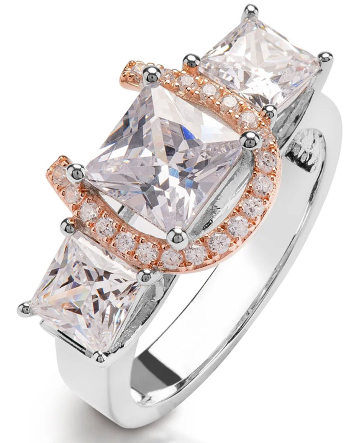 Image #1 - Kelly Herd Women's Three-Stone Princess Cut Horseshoe Ring, No Color, hi-res
