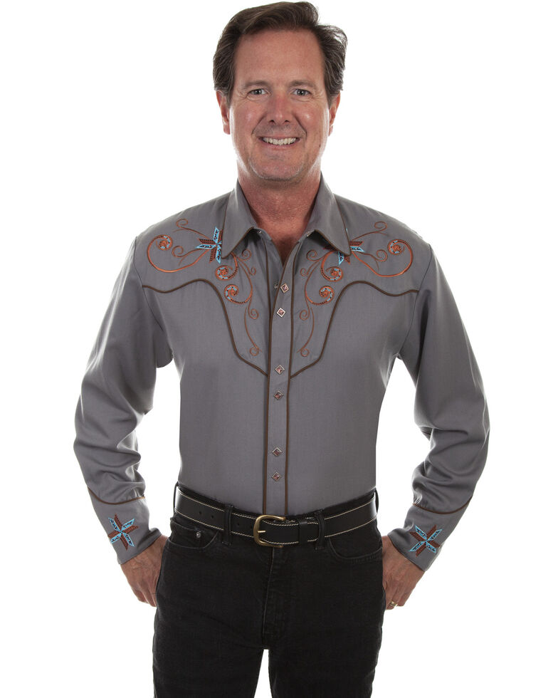 Scully Men's Embroidered Western Long Sleeve Shirt Country Outfitter