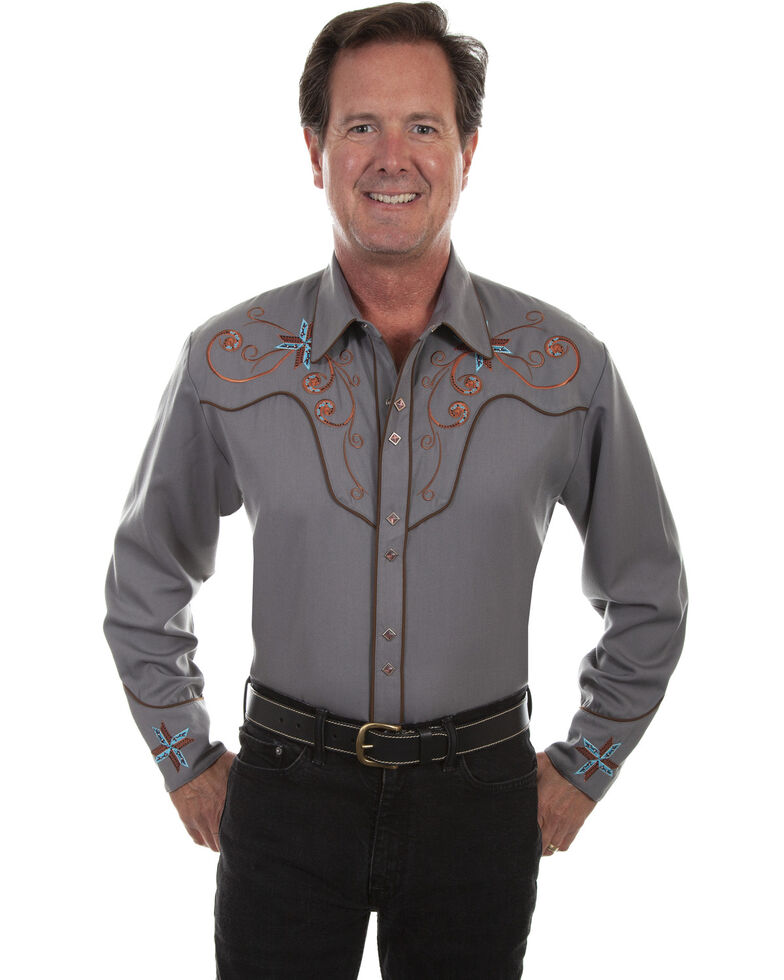 Scully Men's Embroidered Western Long Sleeve Shirt - Country Outfitter