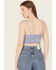 Image #4 - Fornia Women's Seamless Floral Bralette, Blue, hi-res