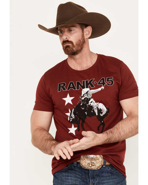 RANK 45® Men's Bucking Star Short Sleeve Graphic T-Shirt, Cherry, hi-res