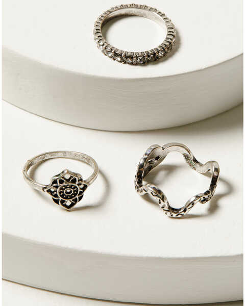 Image #3 - Shyanne Women's Snake, Stone and Rhinestone Ring Set - 5 Piece , Silver, hi-res