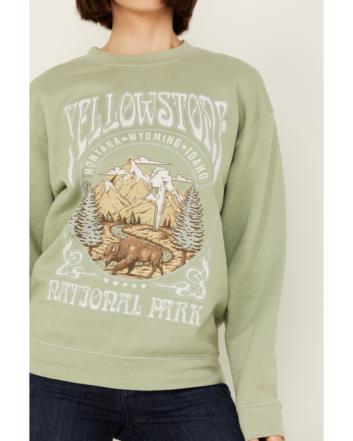 Image #3 - Youth in Revolt Women's Yellowstone Sweatshirt, Green, hi-res