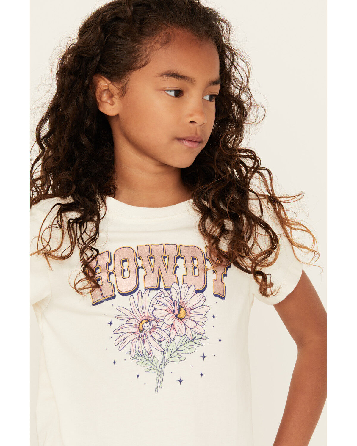Image #2 - Shyanne Girls' Howdy Short Sleeve Graphic Tee, Cream, hi-res