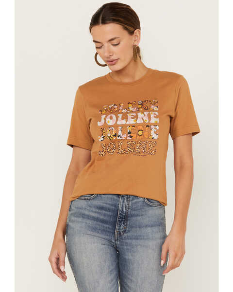 Bohemian Cowgirl Women's Groovy Jolene Short Sleeve Graphic Tee, Brown, hi-res
