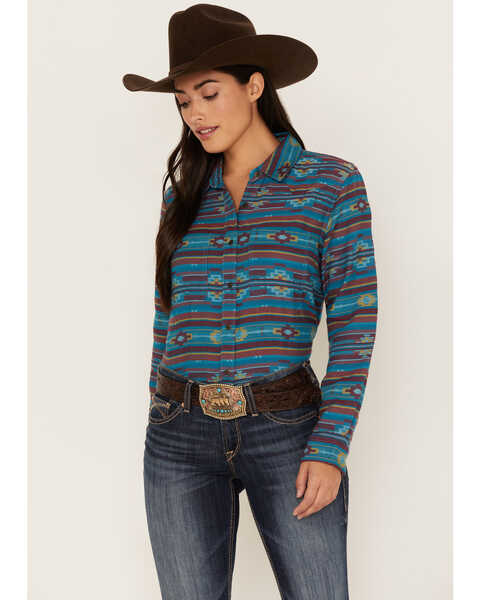 Image #1 - Ariat Women's R.E.A.L. Southwestern Print Billie Rae Long Sleeve Button-Down Western Shirt, , hi-res