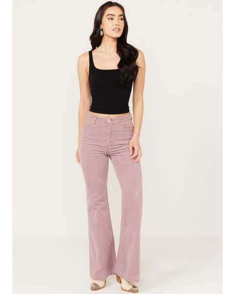 Rolla's Women's East Coast High Rise Corduroy Flare Pants, Light Purple, hi-res