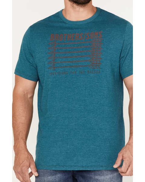 Image #3 - Brothers and Sons Men's Gradient Arrows Logo Graphic T-Shirt , Teal, hi-res
