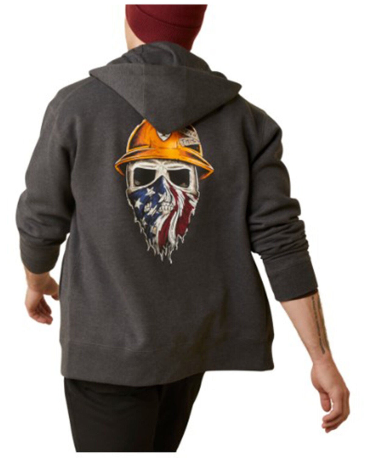 Ariat Men's Rebar Born For This Full Zip Hooded Jacket, Charcoal, hi-res